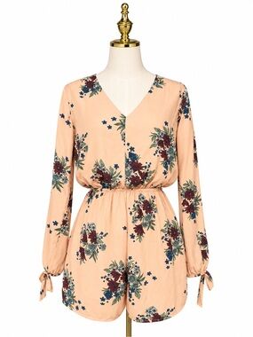One Love Clothing LA Women’s Striped Floral Long Sleeve Jumper Romper